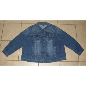 DENIM 24/7 Blue Denim Plus sz 30 Casual Wear Button Up Stretchy Jean Jacket NEW